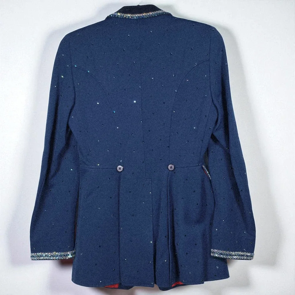 Harry‎ Hall Riding Apparel Blazer Saddleseat Jacket Rhinestone Embellished Blue